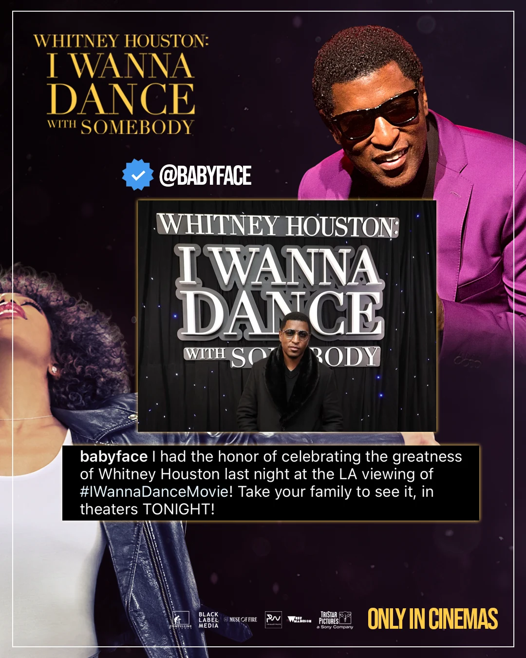 Original campaign design documenting BABYFACE’s support for I Wanna Dance with Somebody
