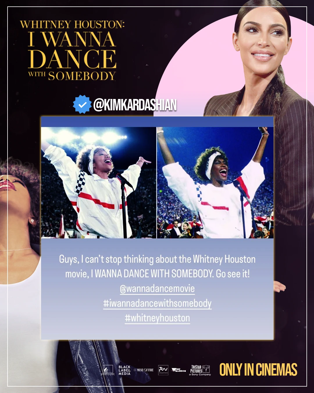 Original campaign design documenting KIM KARDASHIAN’s support for I Wanna Dance with Somebody