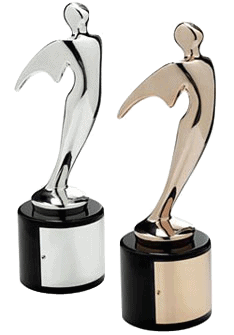 Gold and Silver Telly Award statues
